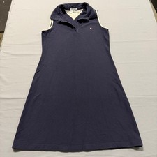 Tommy Hilfiger Womens Navy Blue Sleeveless Polo Dress V-Neck Cotton Pique Sporty
