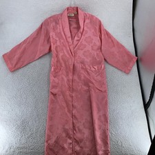 Vtg Victoria's Secret Gold Label Long Satin Robe Womens Small Floral Jacquard