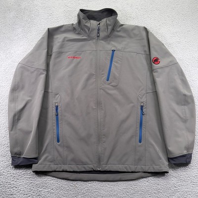 Mammut Softshell Jacket Mens XL Gray SOFtech Full Zip Fleece Lined Hiking