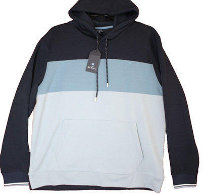 Ben Sherman Hoodie Sweatshirt Men XL Colorblock Pullover Navy Light Blue NWT $99