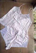 Vintage Christian Dior Rare 100 Silk Camisol Tap Pants Shorts Set Pale Pink
