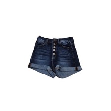 KanCan Signature Kurvy Ultra High Rise Button Fly Denim Shorts Dark Wash 25