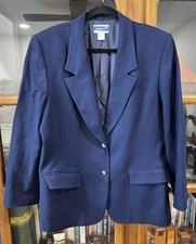 Vintage Pendleton Women's 100 Wool Navy Blazer Size 16 Made in USA
