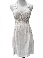 Moulinette Soeurs Anthropologie Cream & Red Striped Halter Dress - Size 6