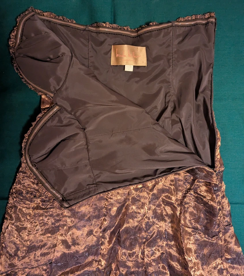 Nicole Miller подпись размер 6 меди металлический платье без бретелек Sweetheart дизайнер - Изображение 2 из 4