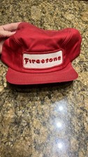 Firestone Red & White Advertising Hat/Cap w/ Embroidered Logo Patch, Tires