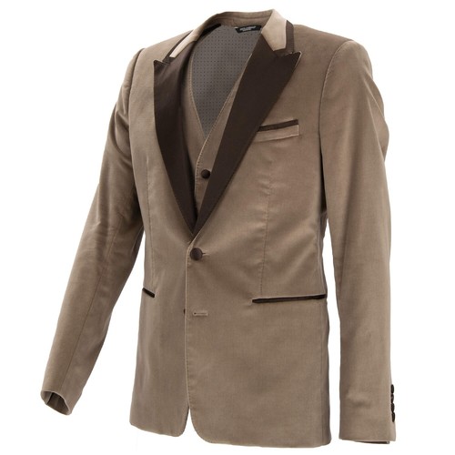 DOLCE & GABBANA Velvet Silk Blazer Tuxedo Jacket Vest Beige Brown 48 38 M 12394 - Picture 7 of 7