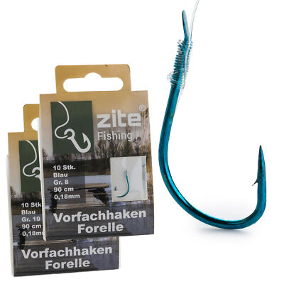 Vorfachhaken Forelle gebunden Größe 6-10 Angelhaken & Vorfachschnur Zite Fishing