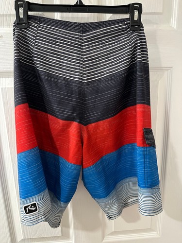 Rusty Men’s Boardshorts Size 33 Blue Red Stripe Surf Swim Trunks - Picture 4 of 4