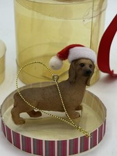 GANZ DOG DACHSHUND DACH HOUND SANTA RESIN ORNAMENT