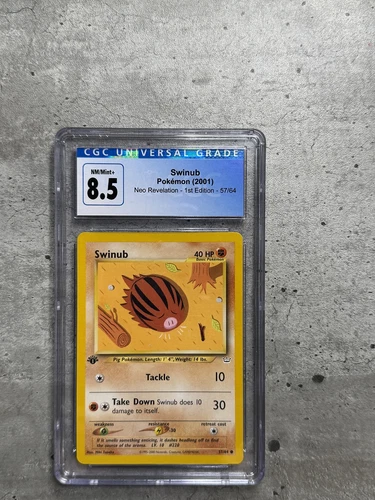 Pokemon Card 1st Edition Swinub CGC 8.5, Neo Revelation 57/64, 2001 (1)