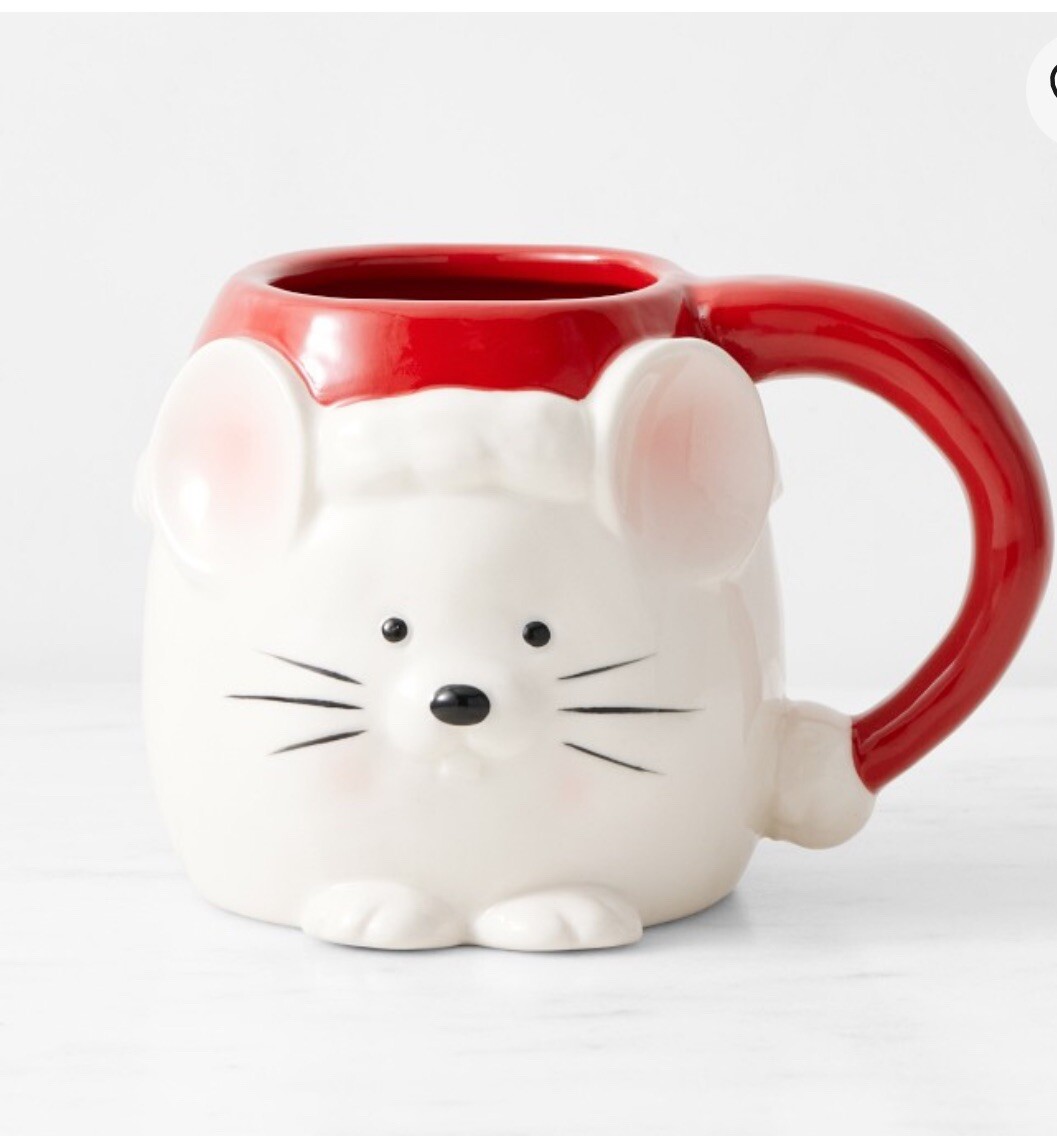 New 2024 Williams Sonoma 21 Oz Christmas Figural Mouse Mug