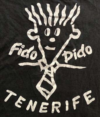 VTG 80s-90s Fido Dido Tenerife Spain Midriff 50/50 T-Shirt, Men s Lg/Women s XL