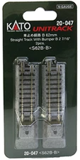 Kato 20047 N Scale UniTrack 62mm 2-7/16" Bumper, Type B (2 Pack)