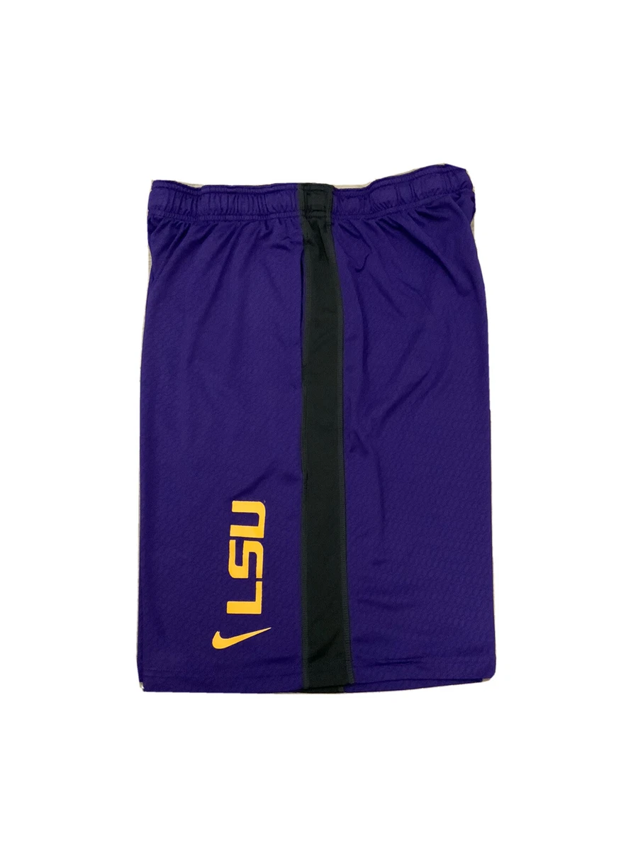 Nike Dri Fit LSU Tigers Football Purple Training Gym Workout Shorts Sz. L