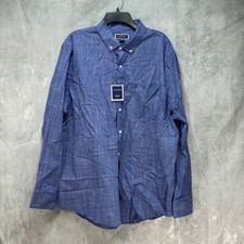 CLUB ROOM Navy Stone Texture Check Stretch Long Sleeve Button-Down Shirt SZ XXL
