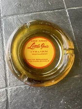 Vintage LITTLE JOE'S ITALIAN RESTAURANT Round Amber Ashtray Los Angeles Ca.