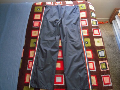 VTG 70'S TOPHER COLINS INC. BLUE 100% NYLON SIDE ZIP TRACK PANTS XXL 31'' INSEAM