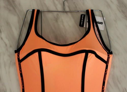 Arena Women's Orange Swimsuit Swimming Costume Vintage Retro One Piece Solid 32 - Picture 3 of 8