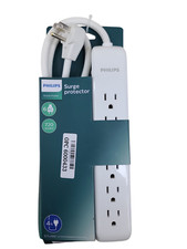 Philips 6-Outlet Surge Protector 4FT 720Joul Extension Cord White SPP3064WE/37