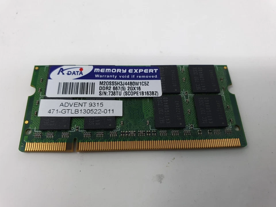 ADVENT 9315 RAM Memory 2GB DDR2-667S 2Gx16 A-DATA M20SS5H3J44B0W1C5Z - Image 3 of 4