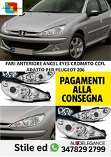😎FARI ANTERIORE ANGEL EYES CROMATO CCFL ADATTO PER PEUGEOT 206😎