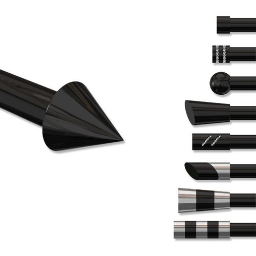 Endstücke für Gardinenstangen 20 mm Ø, Kegel (2 Stück) in Schwarz, viele Formen