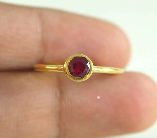 0.65 Ct Ruby Bezel Ring 14k Solid Yellow Gold Plated | eBay