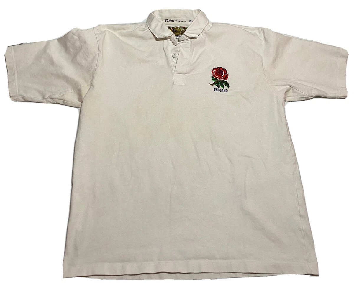 Cotton Traders Classics Rugby Shirt Mens XL White England Rose