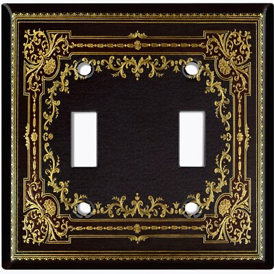 Metal Light Switch Cover Wall Plate For Room Victorian Black Yellow Frame FRA071