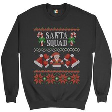 Santa Squad Sweatshirt Ugly Sweater Theme Merry and Bright Christmas Crewneck