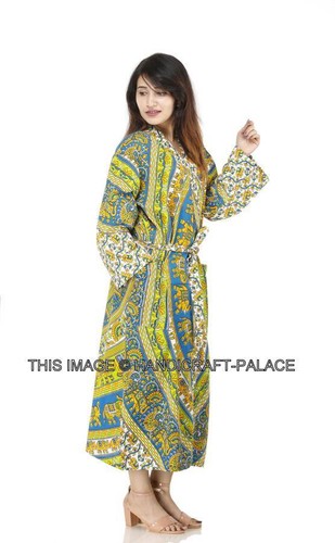 100% Algodón Mujer Mandala Largo Spa Vestido Albornoz Con / Bolsillos Libre - Imagen 67 de 77