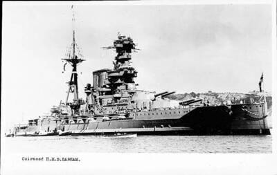 British Royal Navy Battleship HMS Barham SHIPPING NAVAL OLD PHOTO