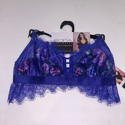 Sofia Intimates By Sofia Vergara Women's Size XS Blue Lace & Satin Bralette