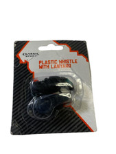 Classic Sport Plastic Whistle With Lanyard - Black