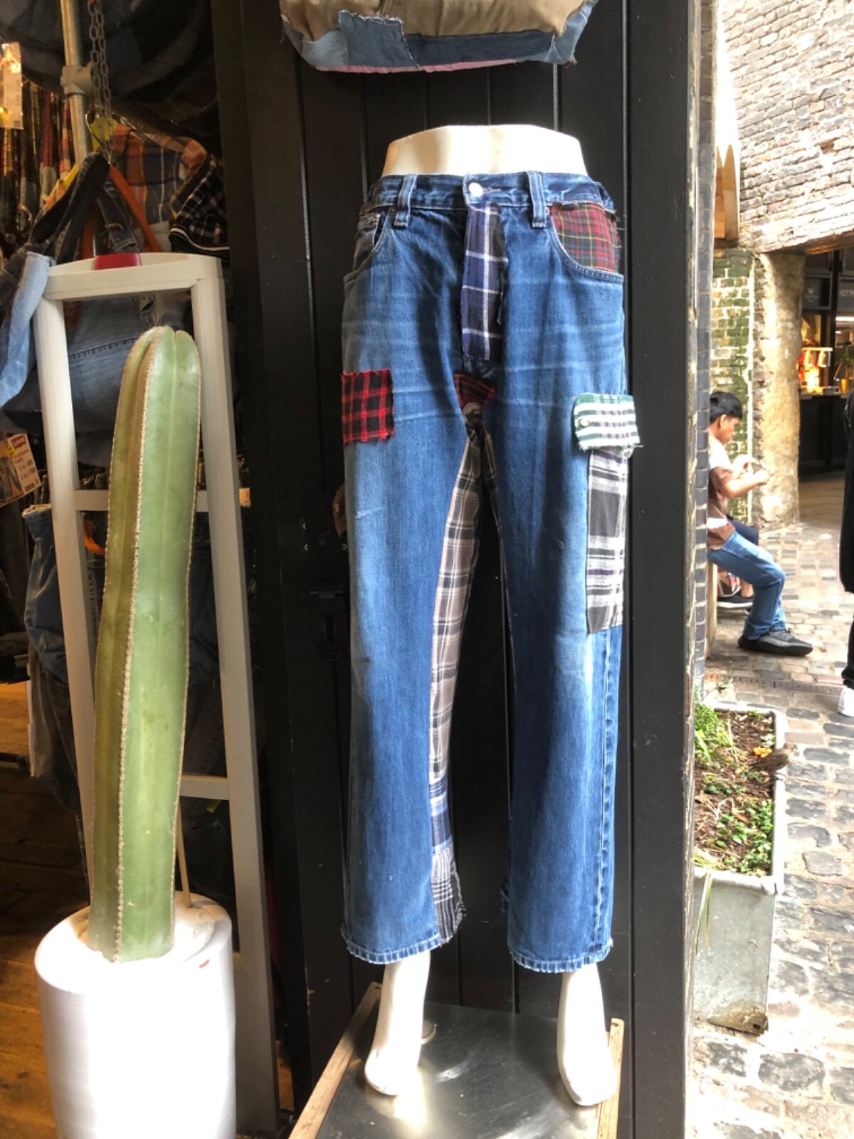 Random Vintage Upcycled Patchwork Flannel Jeans R… - image 1