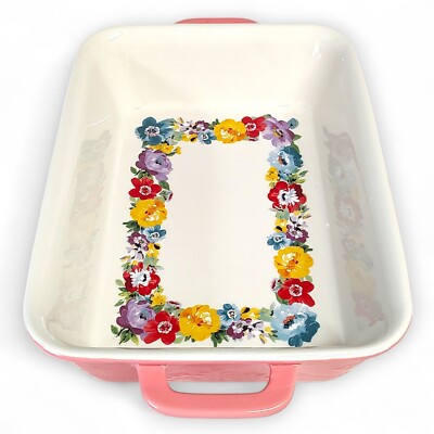 The Pioneer Woman Sweet Romance Pink Rectangular Ceramic