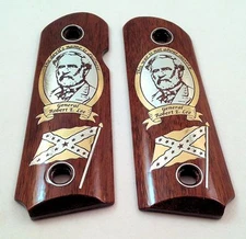 Compact 1911 custom  wood grips gold silver Confederate Hero General R. Lee