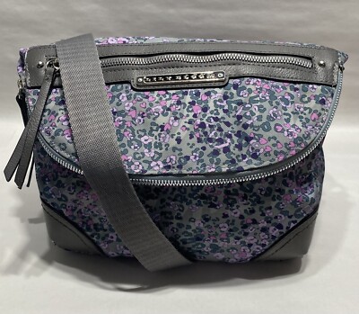 Lily Bloom Gray Leopard Love Ruth Organizer Bag Canvas Webbed Crossbody Strap