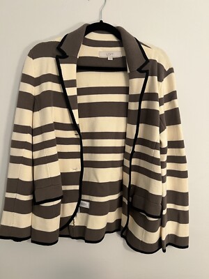 Ann Taylor LOFT Striped Women's Cotton Knit Blazer Coat in