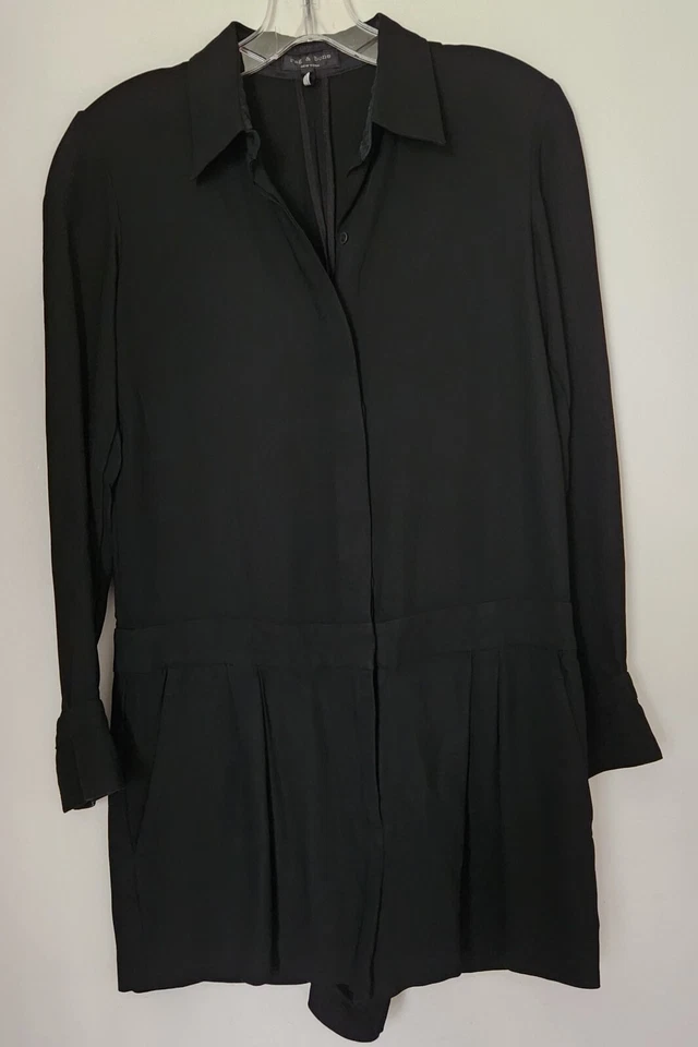 RAG & BONE Black Teresa Romper Shirt-Dress Play-suit Jumpsuit 4 US Small - Image 3 of 4