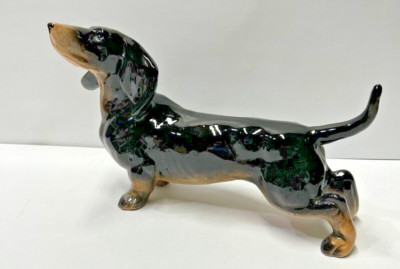 VERY NICE RARE VINTAGE LARGE DACHSHUND CERAMIC DOG FAIRYLAND JAPAN HAND PAINTED