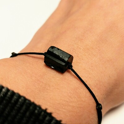 EMF Protection Bracelet Raw Black Tourmaline Bracelet Slide Lock Gift to him