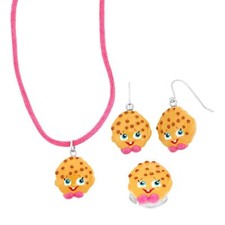 Shopkins Kooky Cookie Necklace Earrings Ring Girl's 3 piece Set