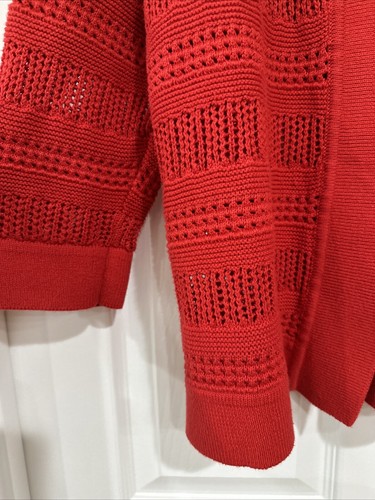 Kasper Women's LG 3/4 Sleeve Open Front Cardigan Open Knit Red EUC - Picture 4 of 7