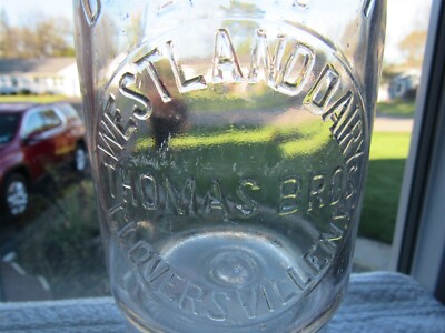TREQ Milk Bottle Westland Dairy Thomas Bros Farm Gloversville NY FULTON CO 1936
