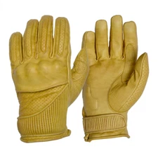 Goldtop Short Tan Leather Armoured Summer Motorcycle Gloves - Unlined / Silk