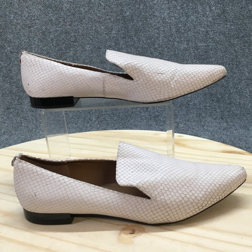 Calvin Klein Shoes Womens 10 Elin Loafer White Leather Slip On Pointed Toe Flats