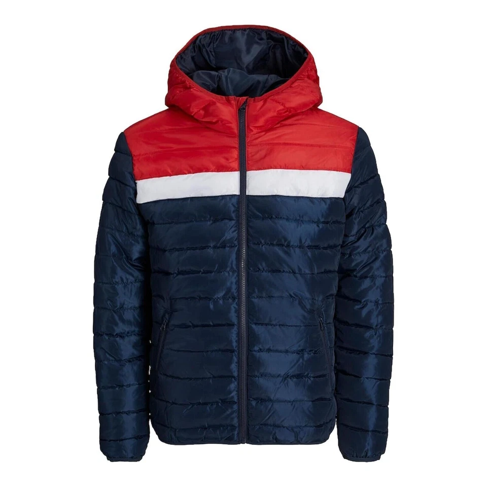 Mens Puffer Padded Jacket Jack & Jones Hooded Casual Lightweight Coat S-2XL - Image 3 of 4