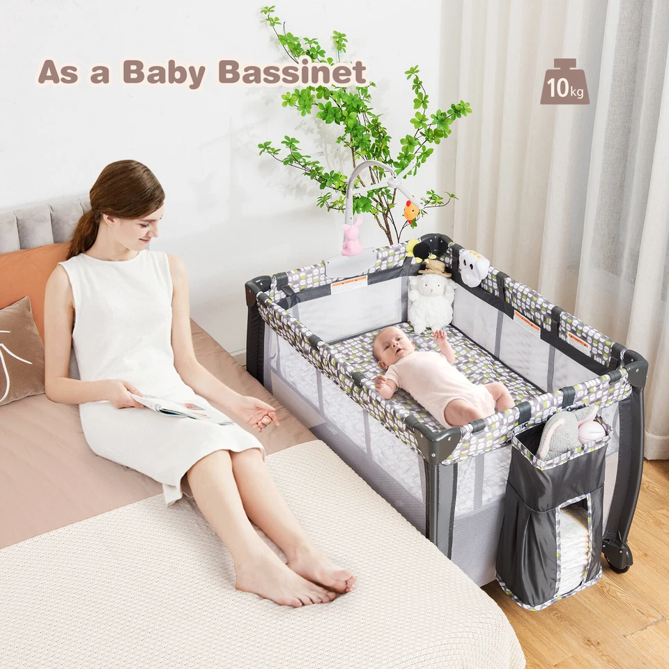 All In 1 Foldable Travel Cot Baby Crib Playpen Bassinet Portacot w/Carry Bag - image 3 of 4